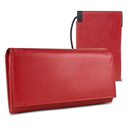 COOLCOLLECTIBLES Womens RFID Hack-Proof Power Wallet with 3000mAh Power Bank; Red CO593044